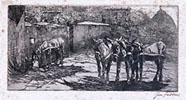 GIOVANNI FATTORI, Donkeys at Rest, etching
